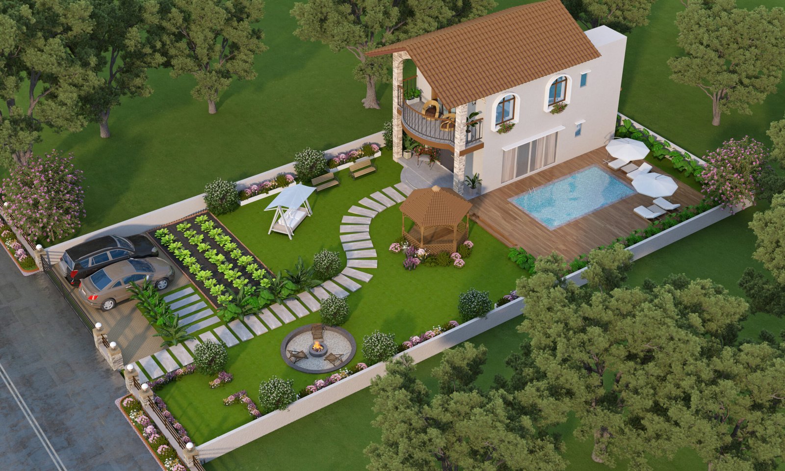 Joy Villa clubhouse and lake view